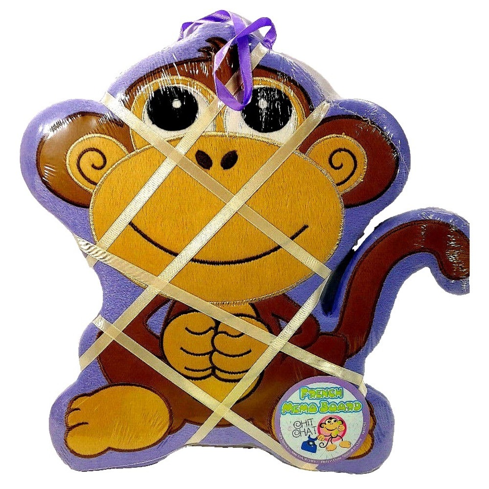 French Memo Board Purple Monkey 16" X 16" Soft Plush Writing Tool Toy